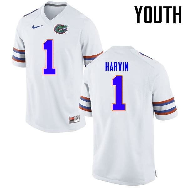 Youth NCAA Florida Gators Percy Harvin #1 Stitched Authentic Nike White College Football Jersey XFP5665SD